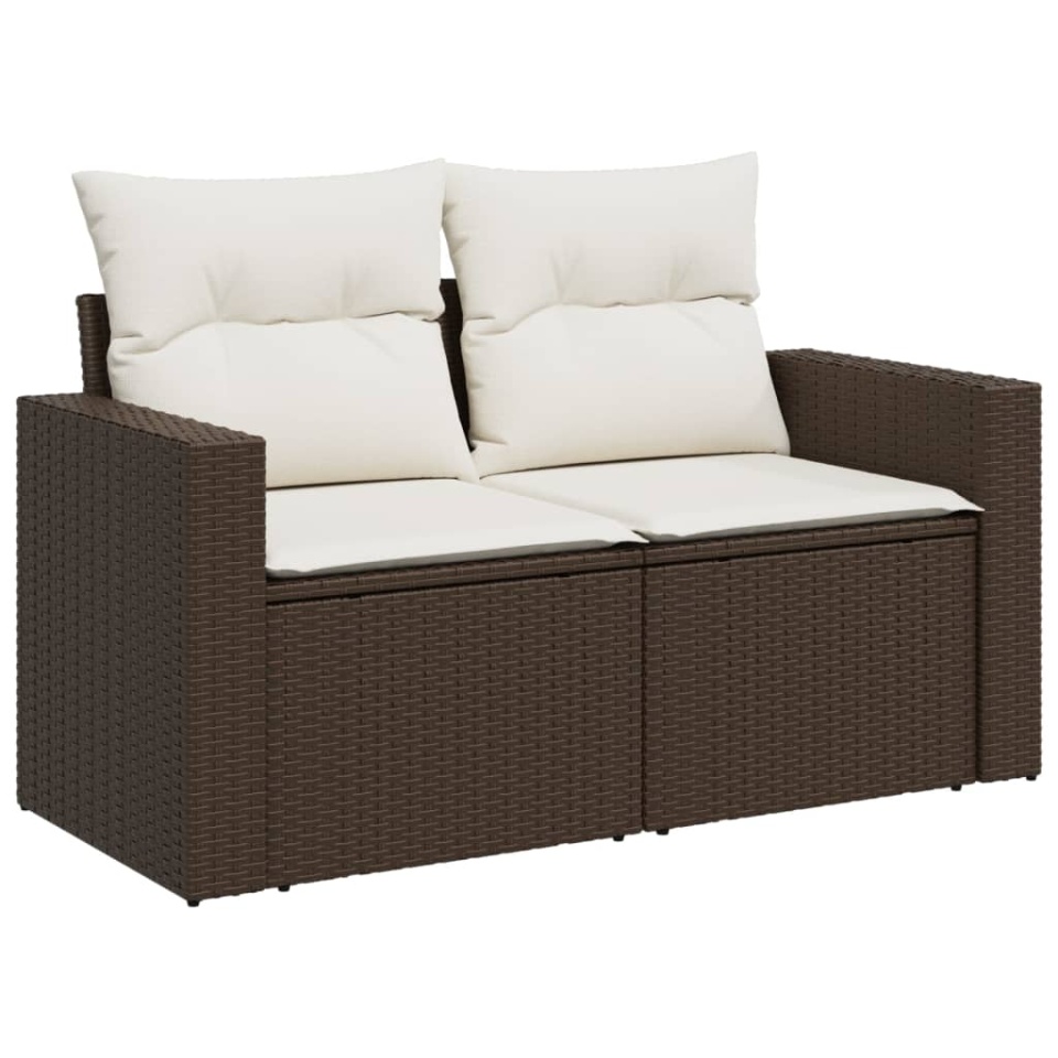 Set canapele de grădină cu perne, 11 piese, maro, poliratan - 3 | YEO