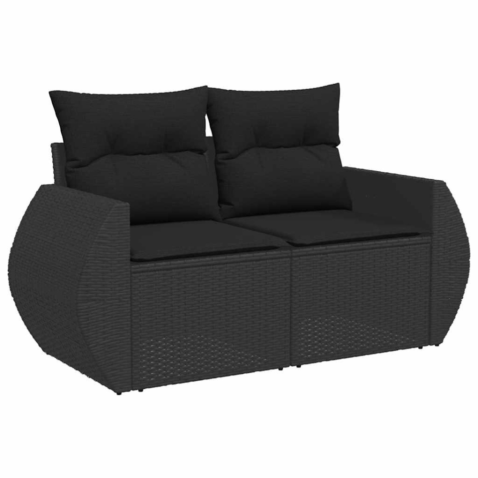 Set canapele de grădină cu perne, 11 piese, negru, poliratan - 2 | YEO
