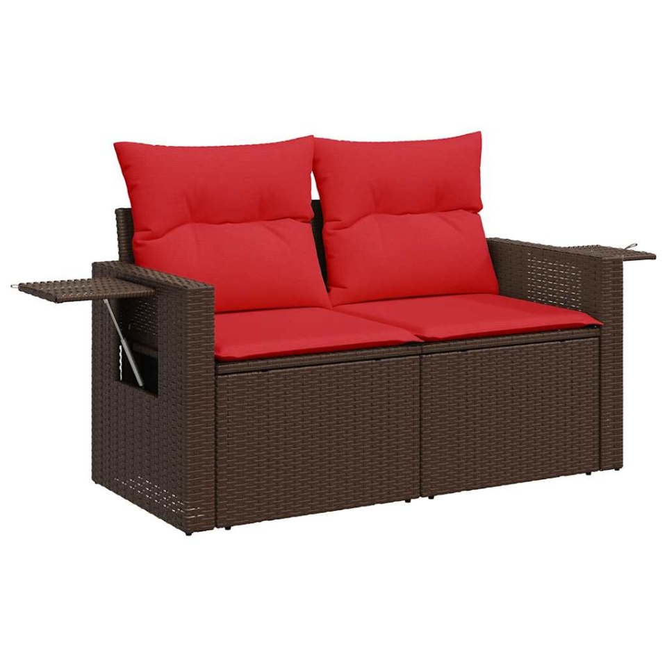 Set canapele de grădină cu perne, 5 piese, maro, poliratan - 2 | YEO