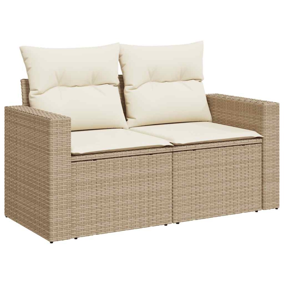 Set canapele de grădină cu perne, 6 piese, bej, poliratan - 3 | YEO