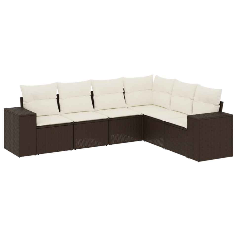 Set canapele de grădină cu perne, 6 piese, maro, poliratan - 1 | YEO