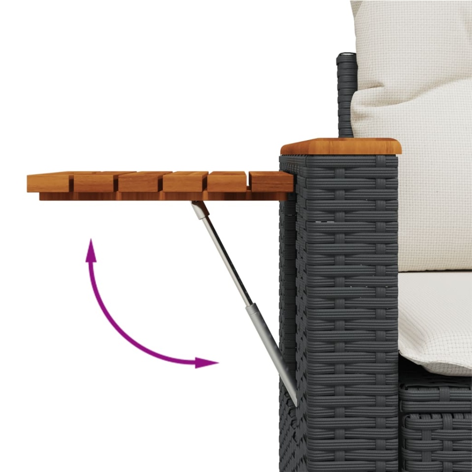 Set canapele de grădină cu perne, 7 piese, negru, poliratan - 2 | YEO
