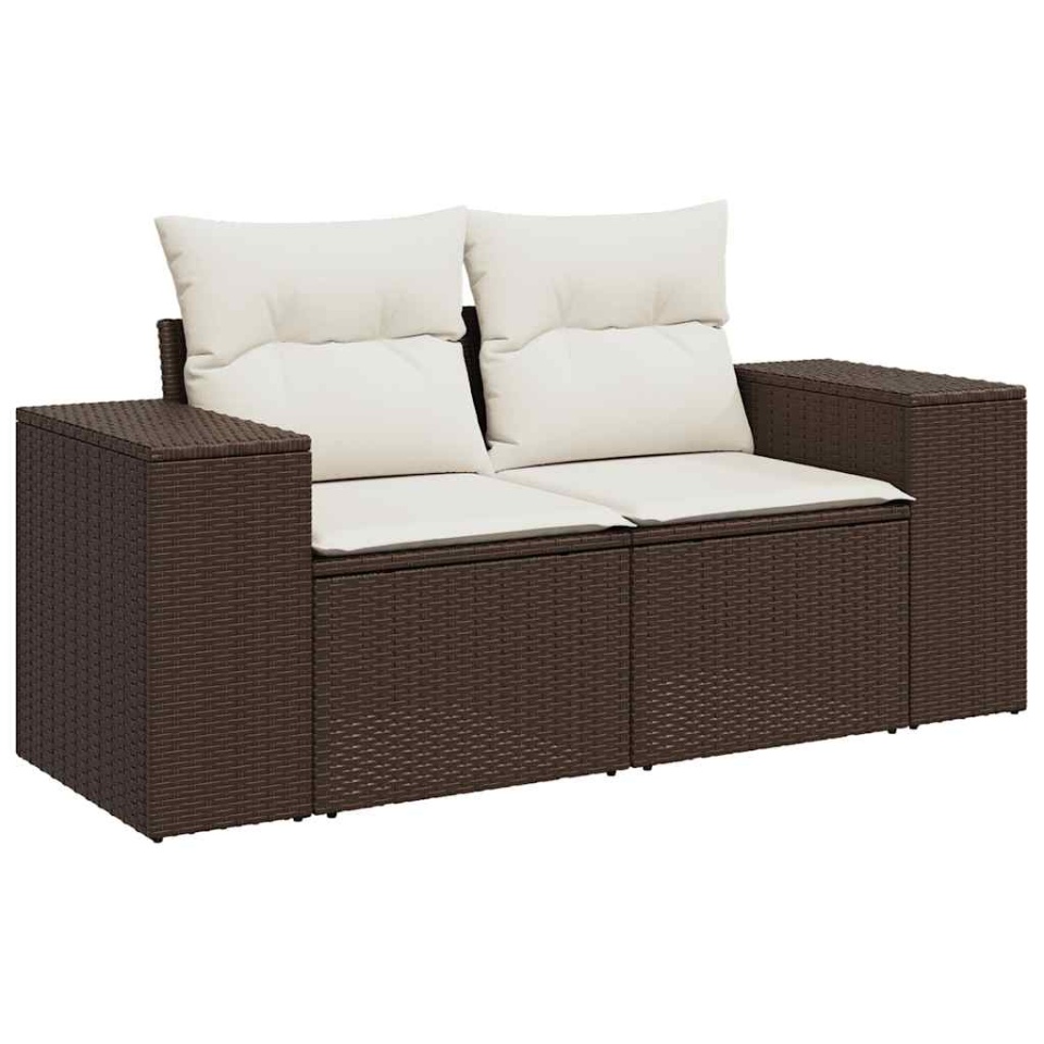 Set canapele de grădină cu perne, 9 piese, maro, poliratan - 2 | YEO