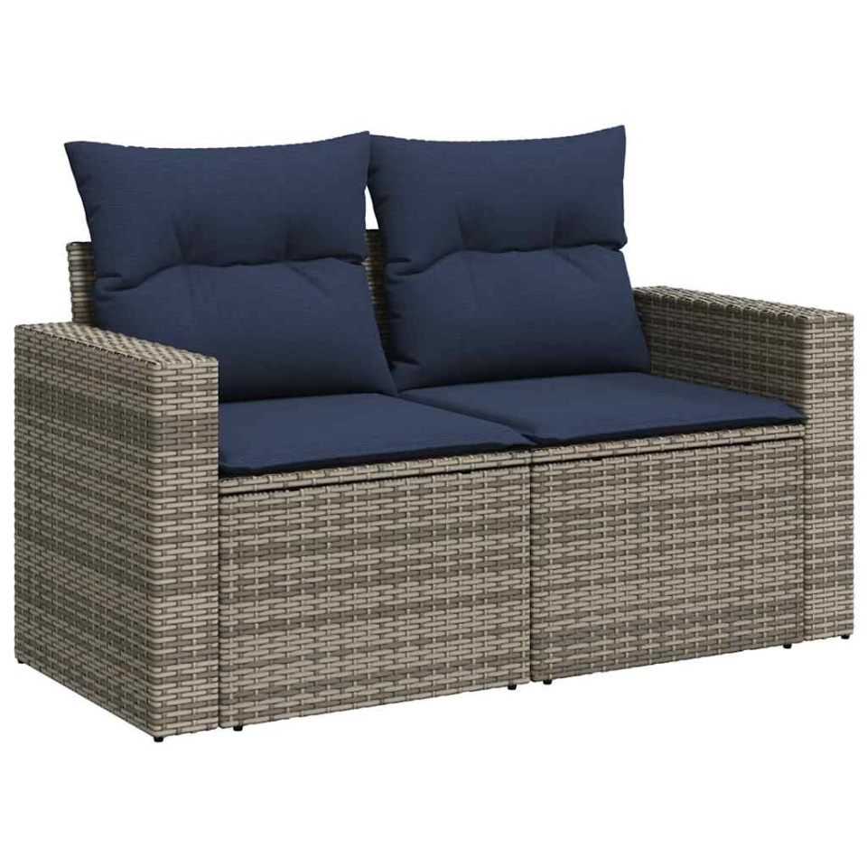 Set canapele grădină cu perne 9 piese gri poliratan/lemn acacia - 2 | YEO