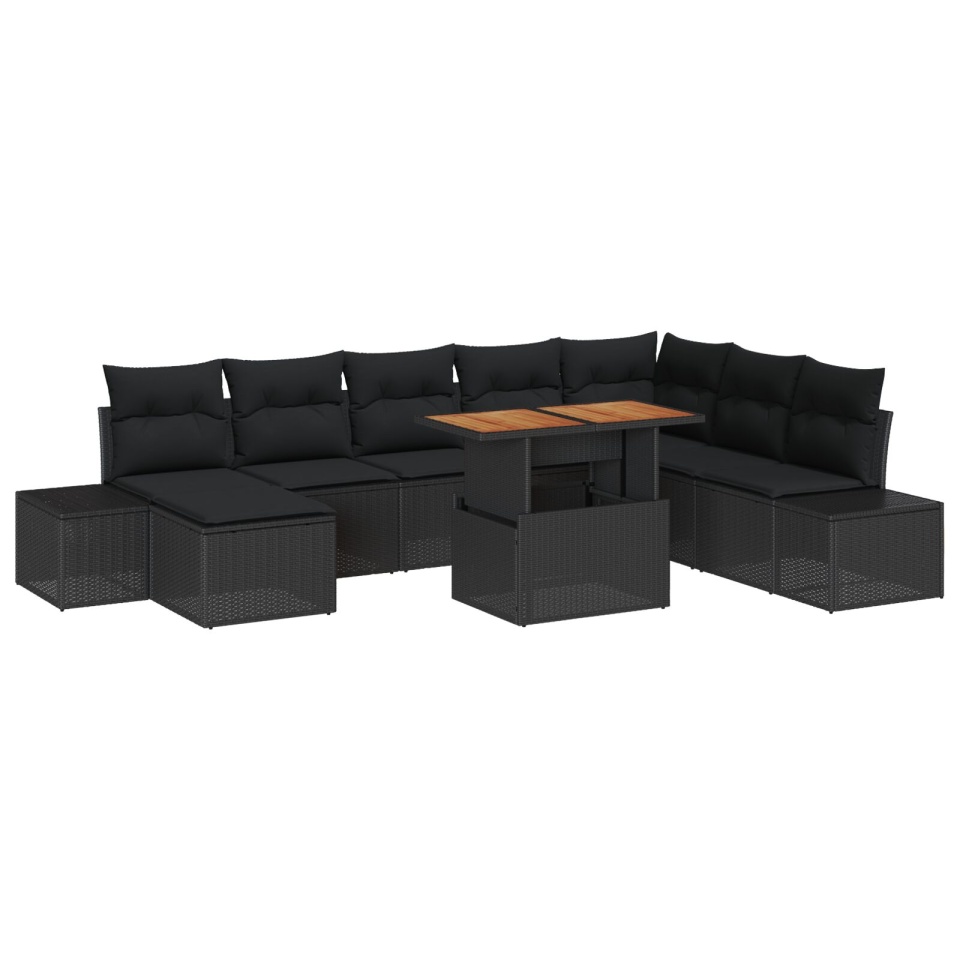 Set canapele grădină Set 9 Negru Ratan Set mese grădină 9 piese - 1 | YEO