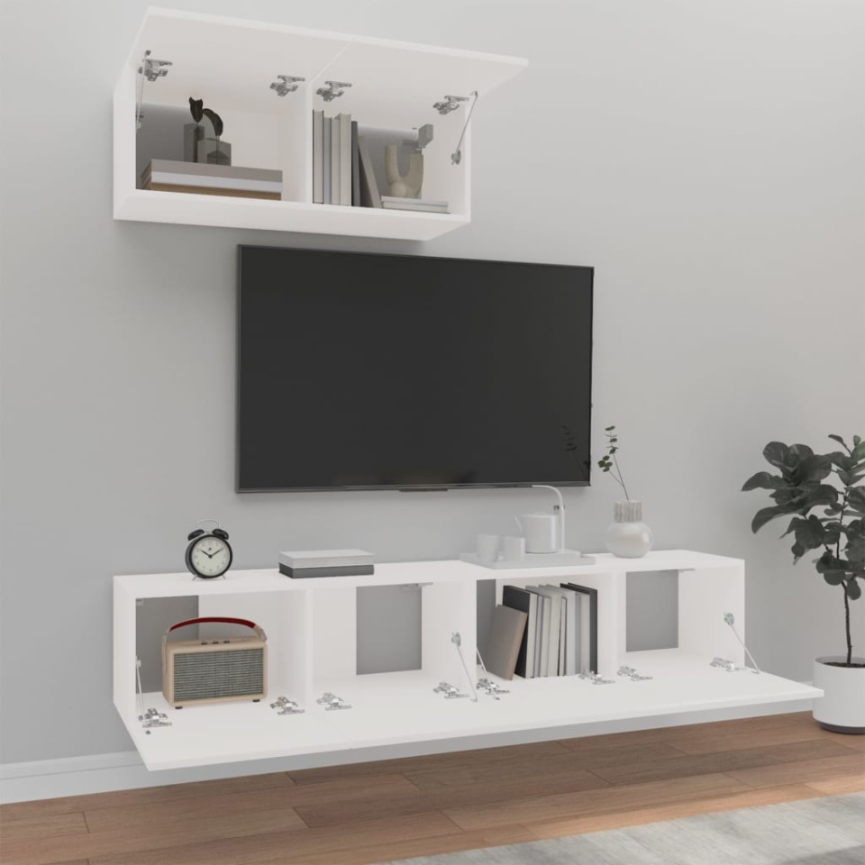 Set comodă TV, 3 piese, alb, lemn prelucrat - 2 | YEO