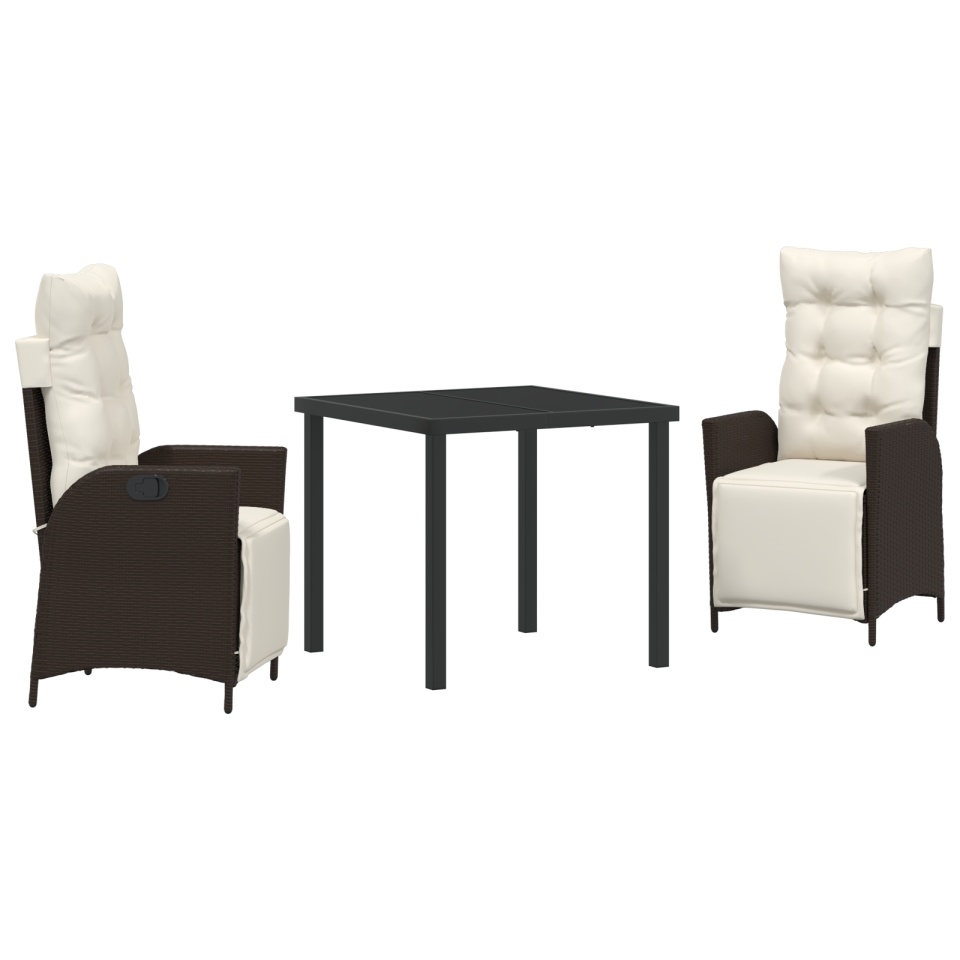 Set de 3 Piese Mobilier de Grădină Maro din Ratan Poliratan - 1 | YEO