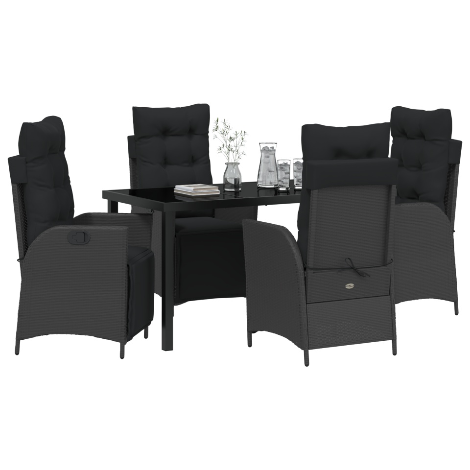 Set de 5 piese pentru masă de grădină Negru Ratan polimer - 2 | YEO