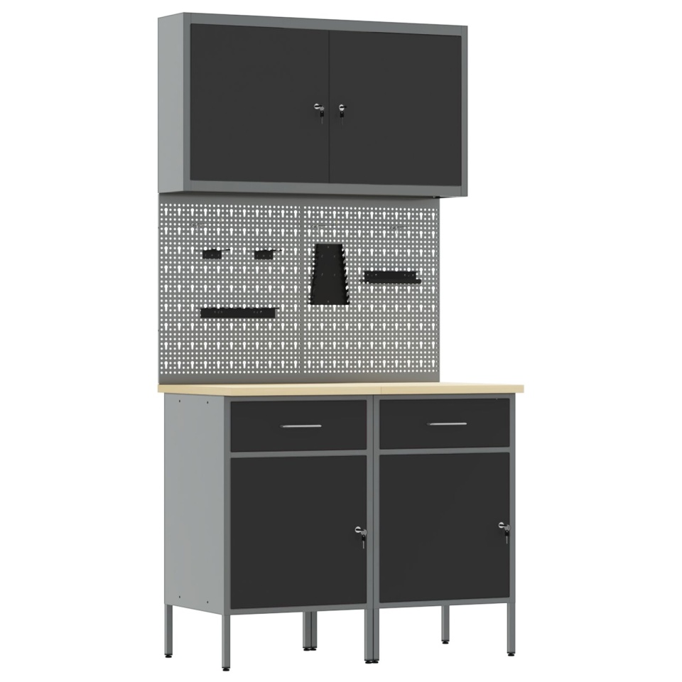 Set de birou și panou cu suport de 5 piese , MDF și metal negru - 1 | YEO