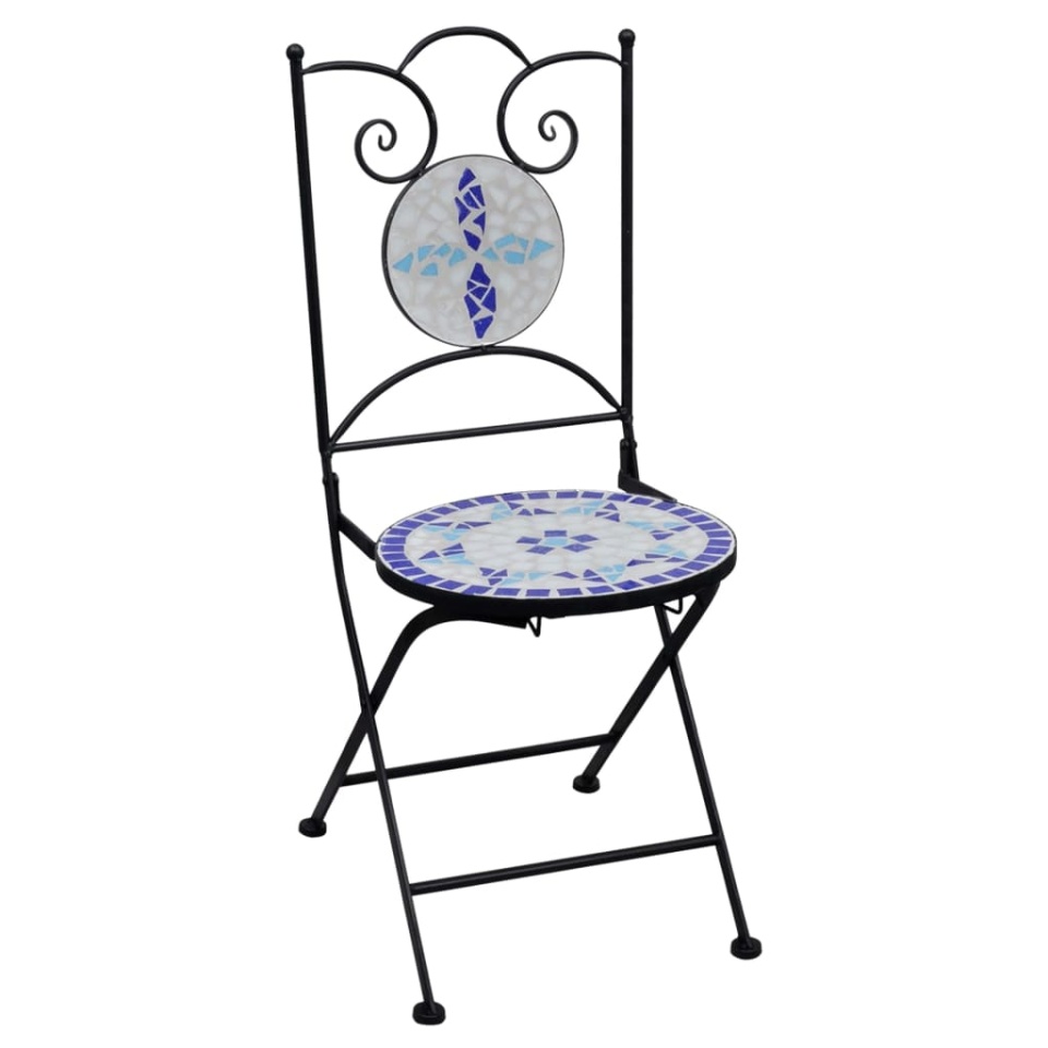 Set de bistro mozaic, 3 piese, albastru & alb, placă ceramică - 2 | YEO