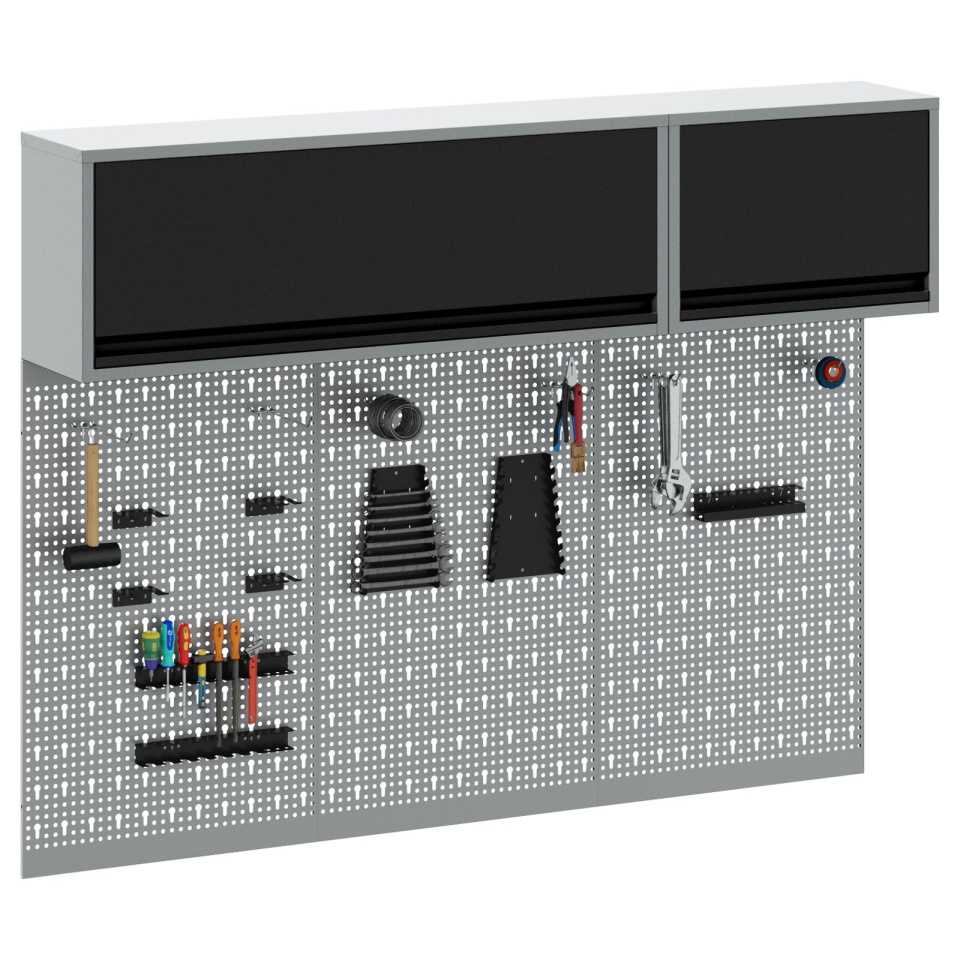 Set de Cabinet pentru Unelte și Panou cu Cuie 5 Piese Montat pe Perete Metal Negru - 2 | YEO