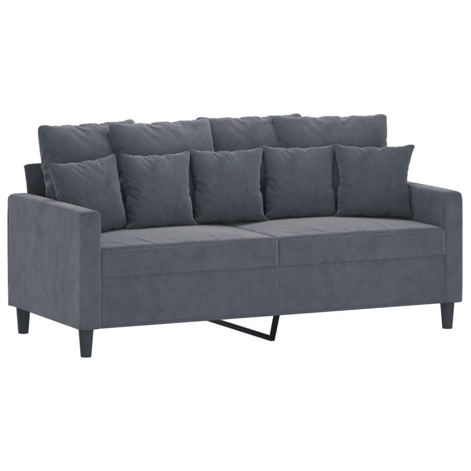 Set de canapele cu perne, 2 piese, gri închis, catifea - 3 | YEO