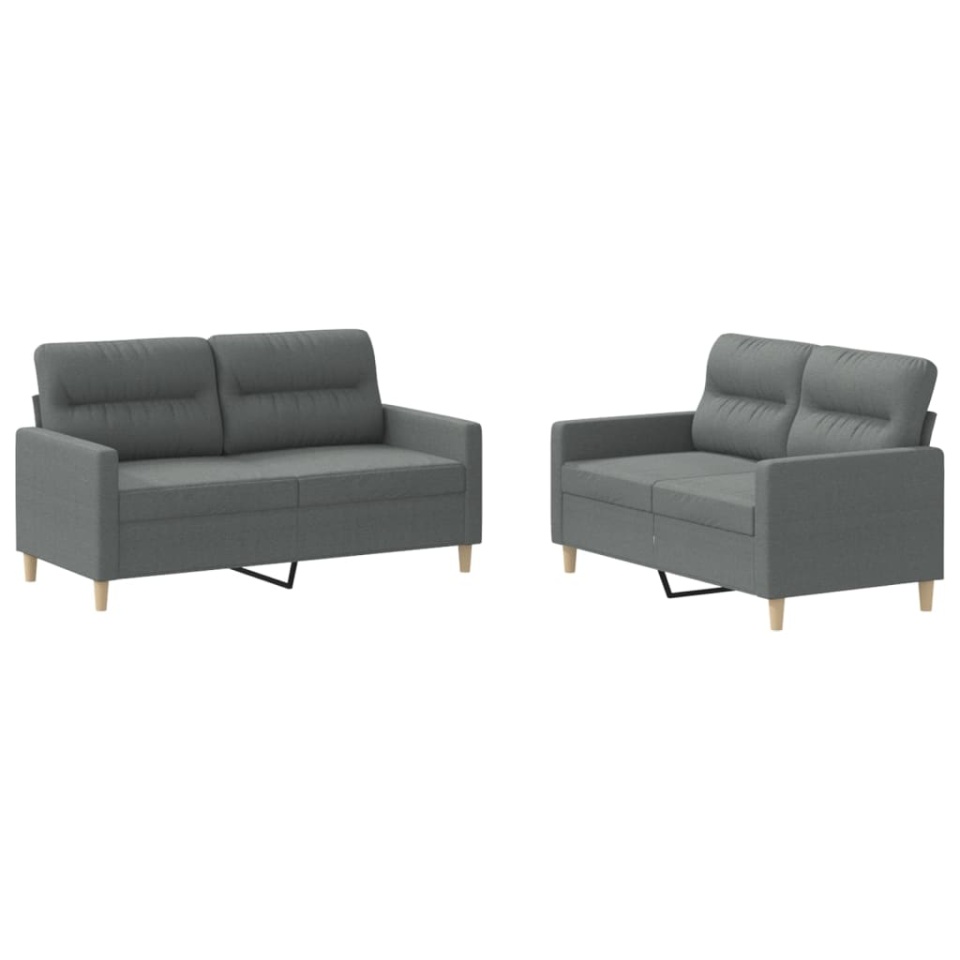 Set de canapele cu perne, 2 piese, gri închis, textil - 1 | YEO