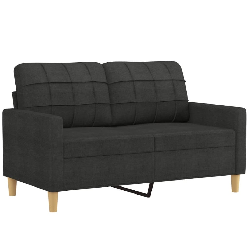 Set de canapele cu perne, 3 piese, negru, textil - 3 | YEO