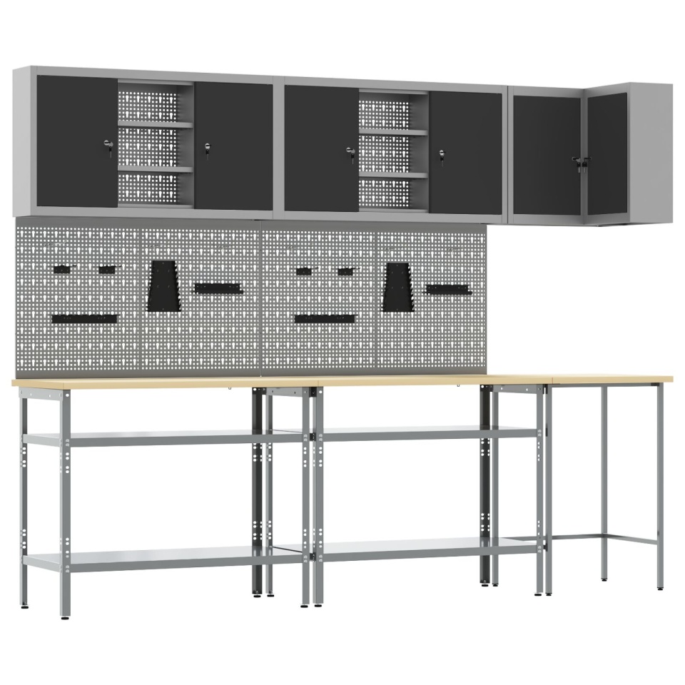 Set de depozitare pentru unelte , 10 piese, lemn compozit și metal negru - 1 | YEO