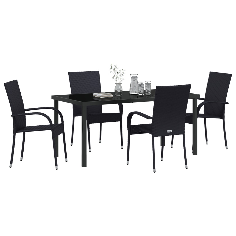Set de Dining de Grădină 5 Piese Negru Poliratan - 2 | YEO