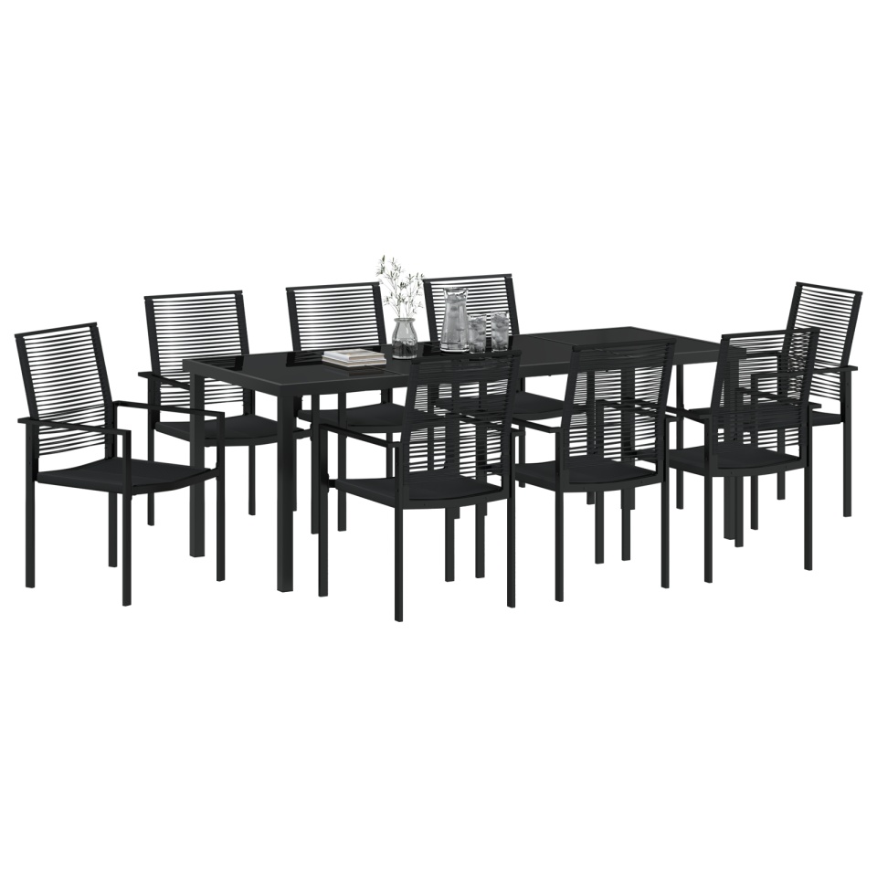 Set de Dining de Grădină 9 Piese Negru Rattan PVC - 2 | YEO