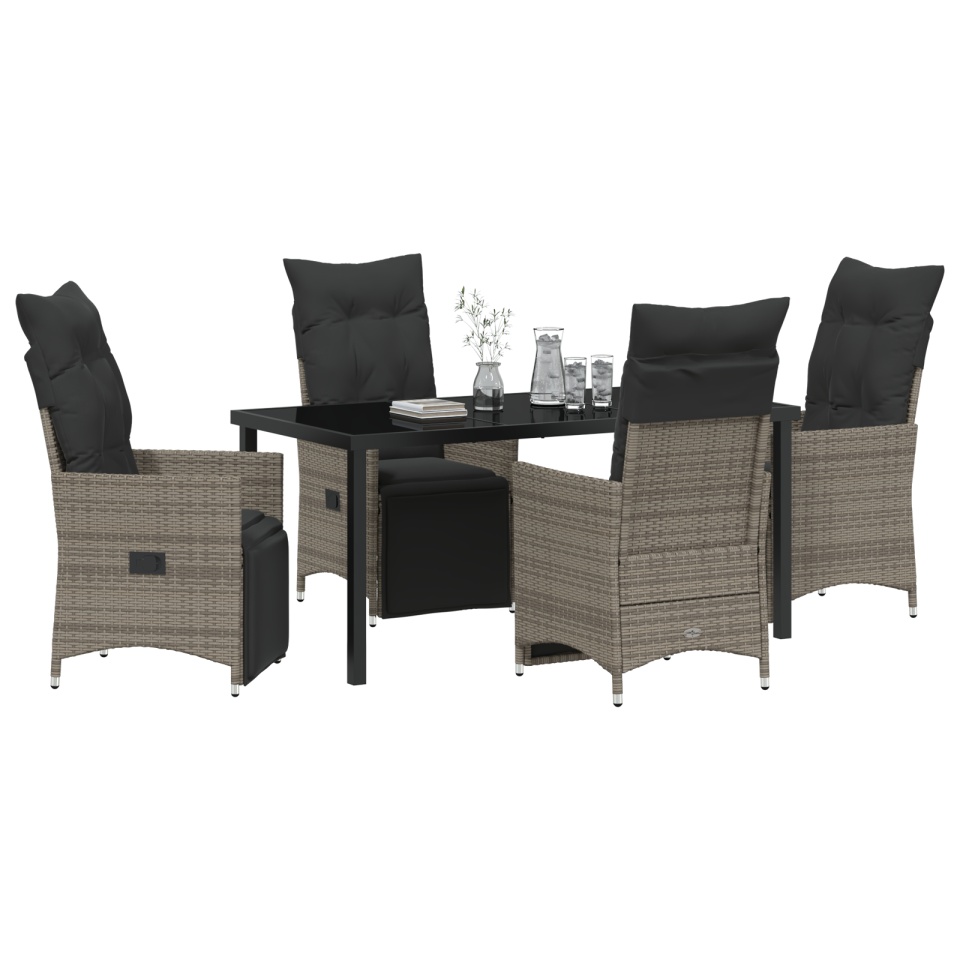 Set de Dining de Grădină cu Pernă Gri Poliratan - 2 | YEO