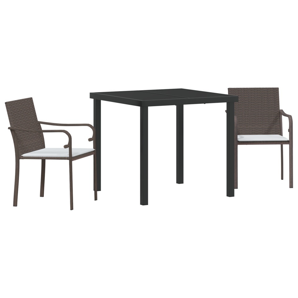 Set de dining exterior de 3 piese cu perne - Ratan maro - 1 | YEO