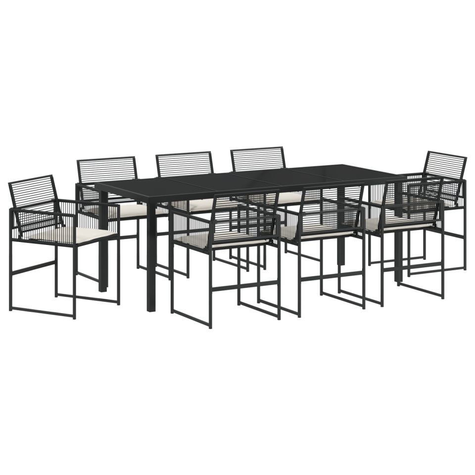 Set de Dining Grădină Negru cu Perne din Rattan Poli - 1 | YEO