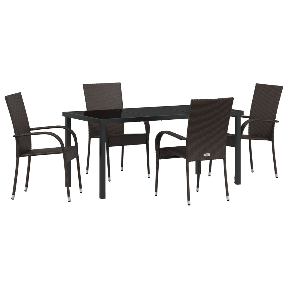 Set de Dining în Grădină de 5 Piese Maro Poliratan - 1 | YEO