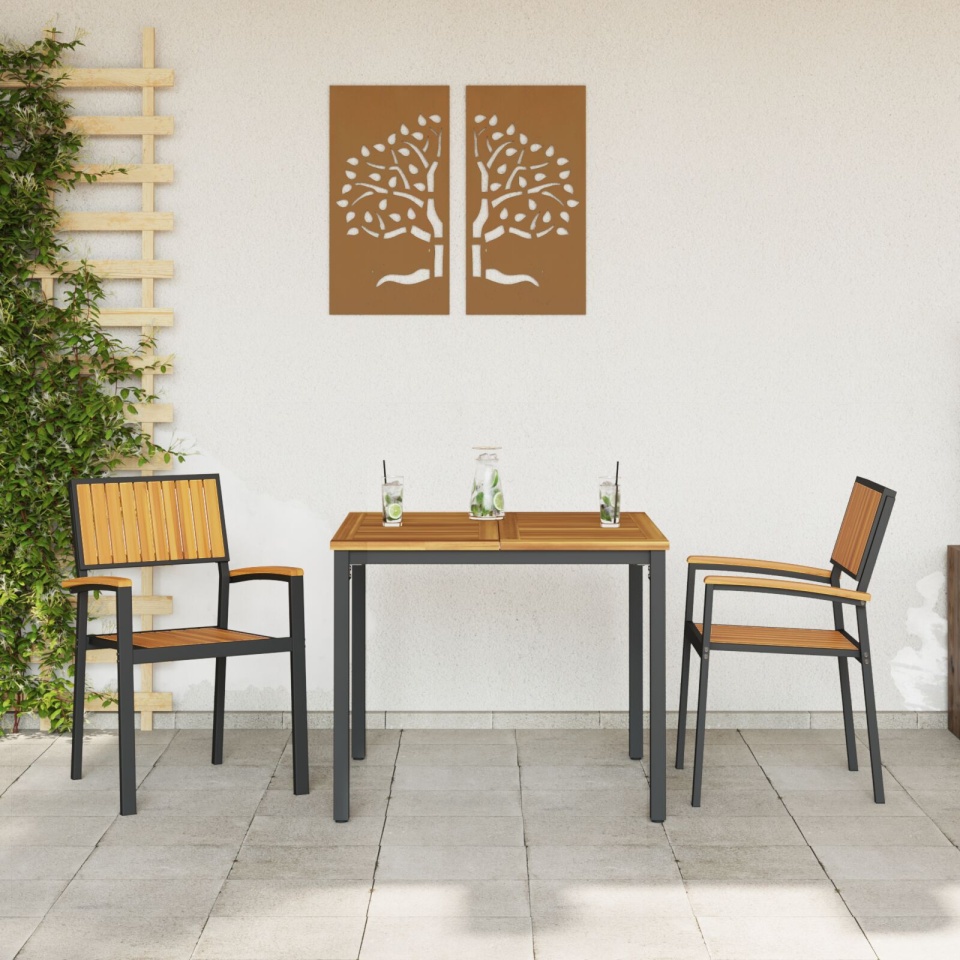 Set de dining pentru grădină 3 piese din lemn solid de acacia și metal - 3 | YEO