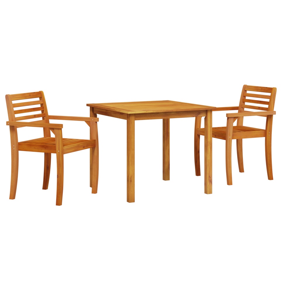 Set de dining pentru grădină, 3 piese, din lemn solid de acacia - - 1 | YEO