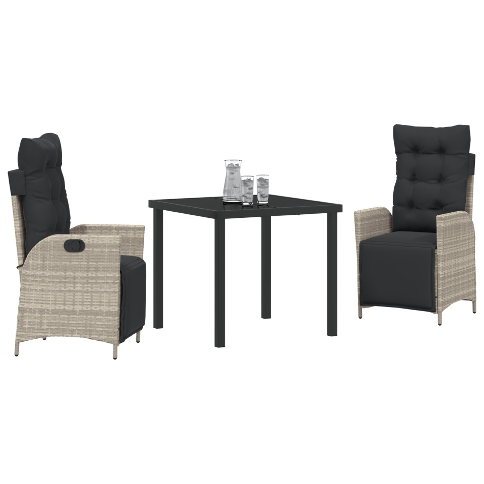 Set de Dining pentru Grădină 3 Piese Gri Deschis din Ratan Polimer - 2 | YEO