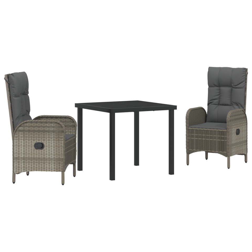 Set de dining pentru grădină 3 piese gri din ratan - 1 | YEO