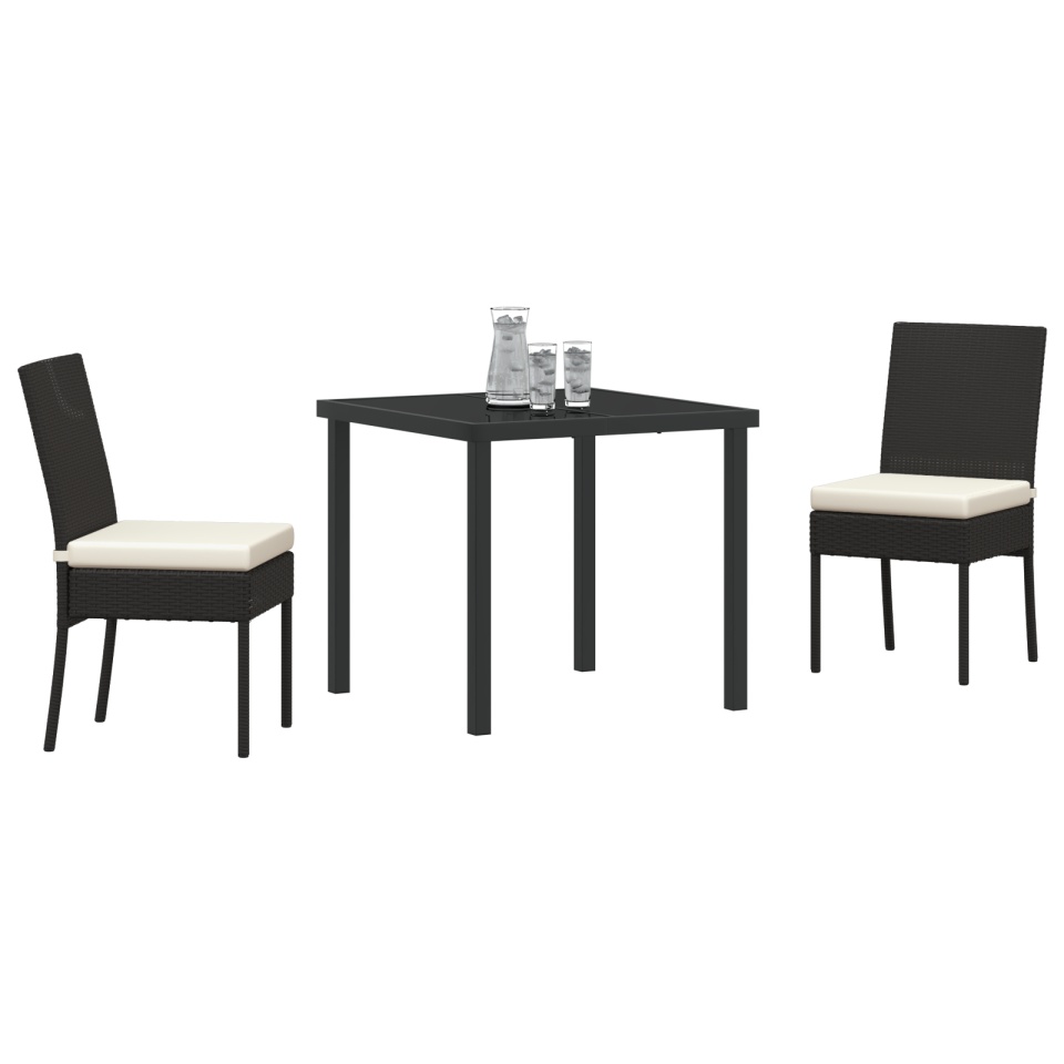 Set de dining pentru grădină 3 piese Negru Poliratan - 2 | YEO