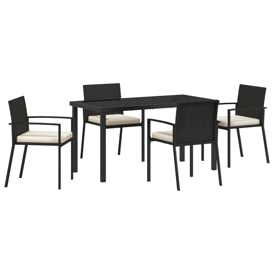 Set de dining pentru grădină 5 piese Negru Poliratan - 1 | YEO