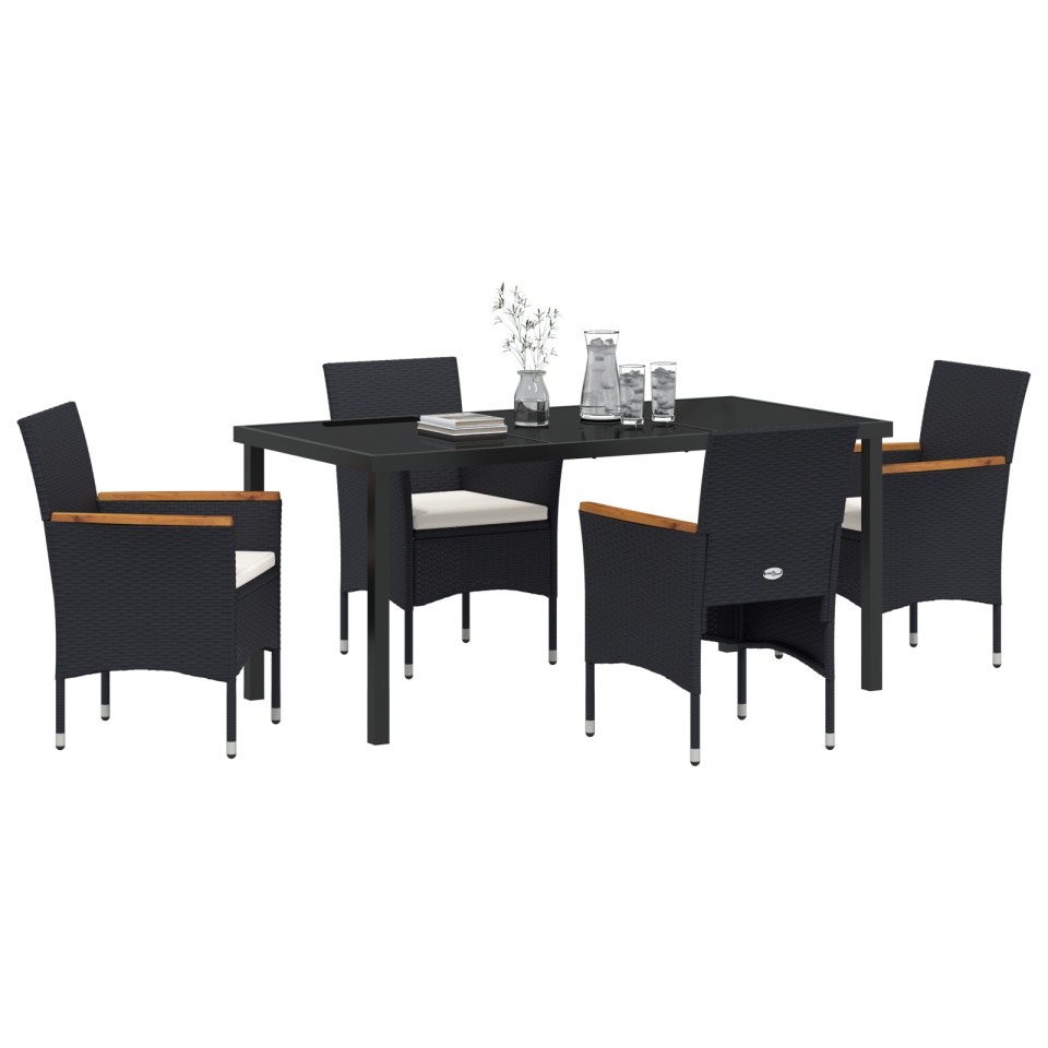 Set de Dining pentru Grădină 5 Piese Negru Poliratan - 2 | YEO