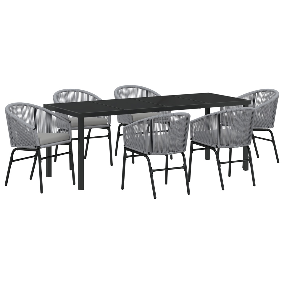 Set de dining pentru grădină 7 piese gri ratan polimer - 1 | YEO