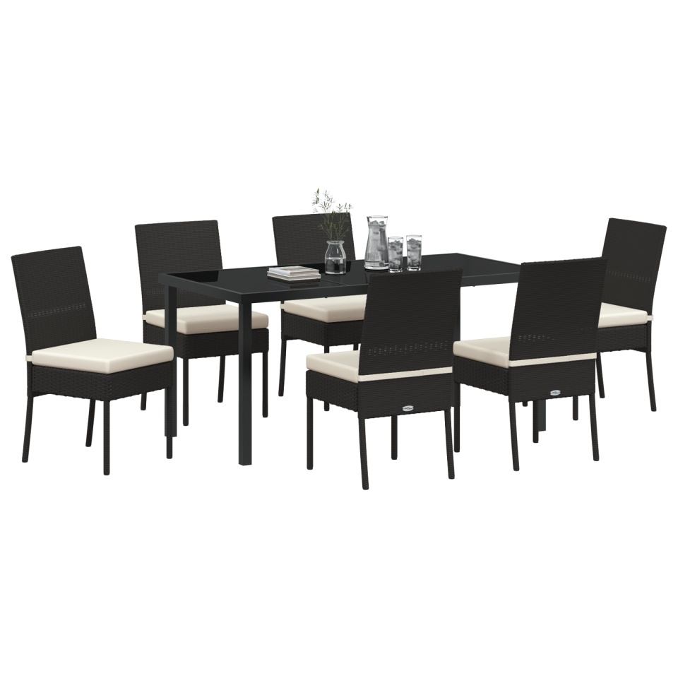 Set de Dining pentru Grădină 7 Piese Negru Poliratan - 2 | YEO