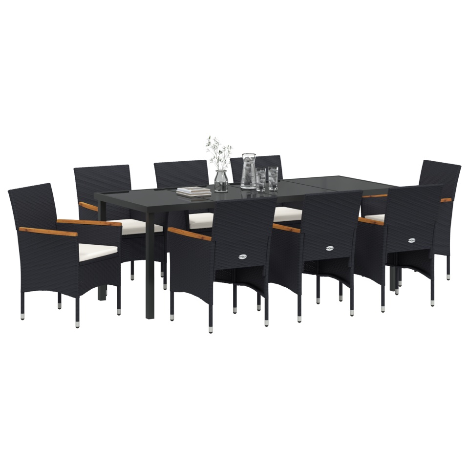 Set de dining pentru grădină 9 piese Ratan Poli Negru - 2 | YEO