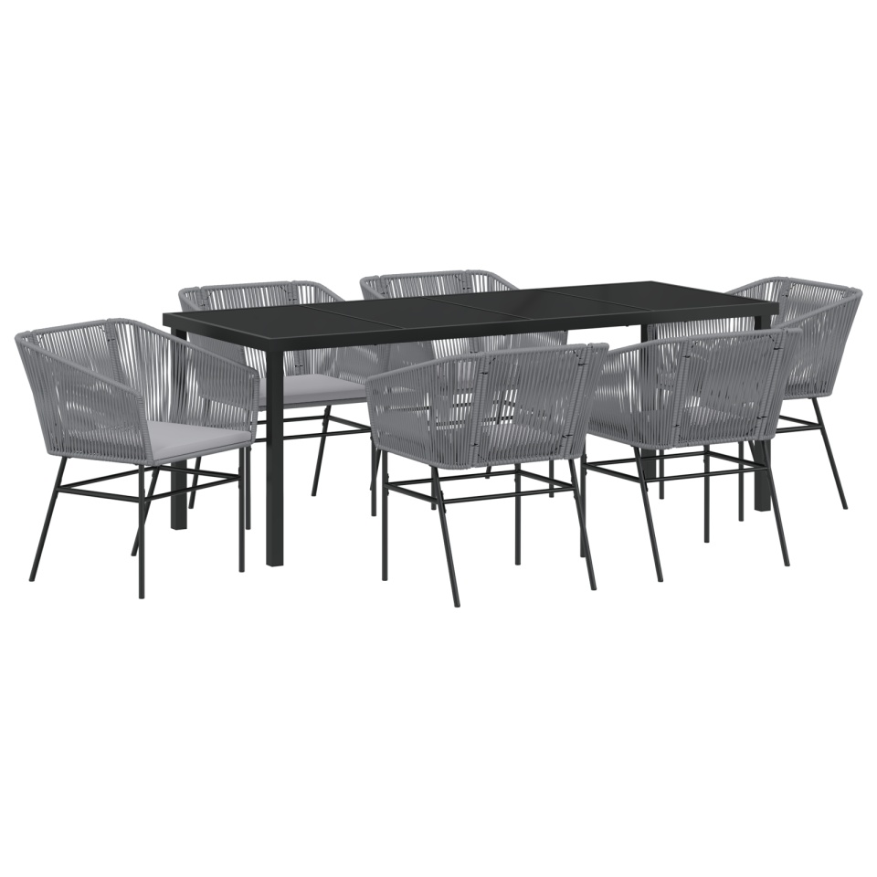 Set de dining pentru grădină cu 7 piese și perne Gri Poliratan - 1 | YEO
