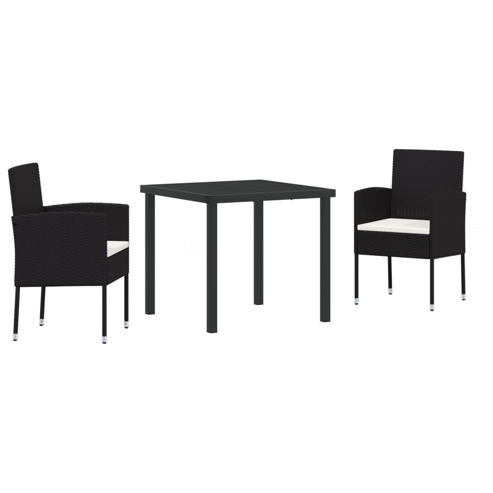 Set de dining pentru grădină cu perne - rattan polimeric negru - 1 | YEO