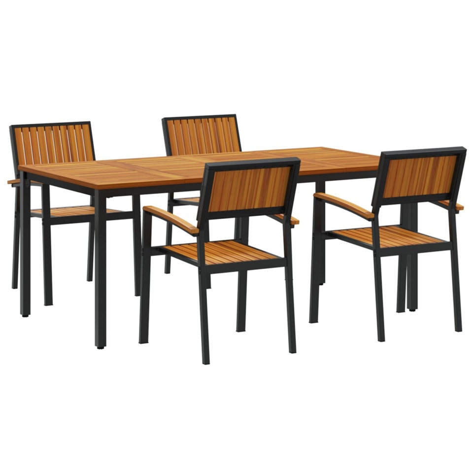 Set de dining pentru grădină din 5 piese din lemn solid de acacia și metal - 1 | YEO