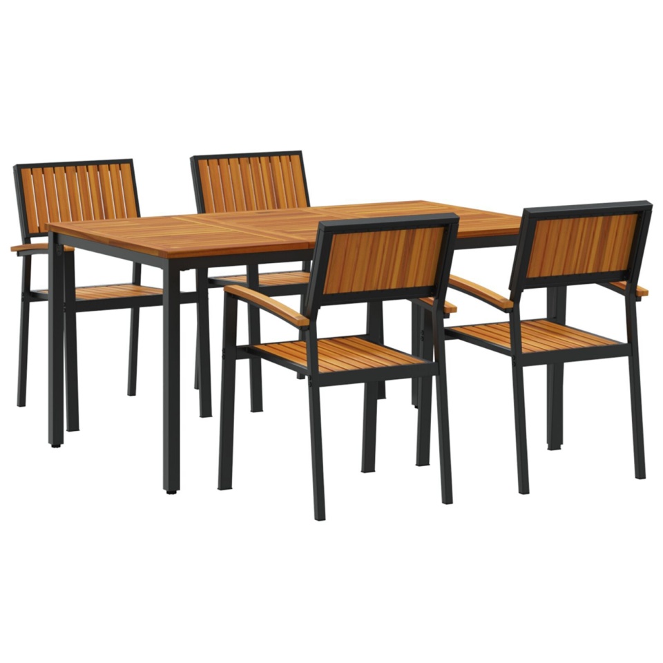 Set de dining pentru grădină din 5 piese din lemn solid de acacia și metal - 1 | YEO