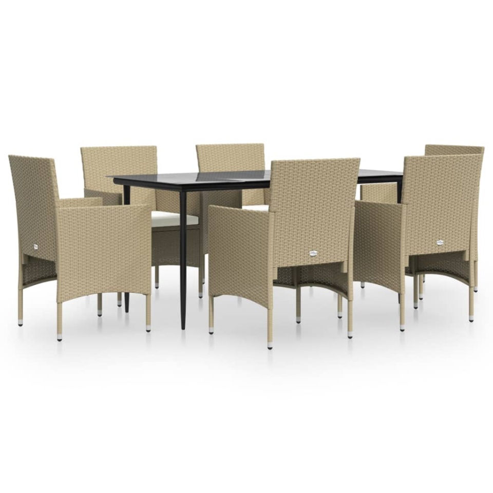 Set de masă pentru grădină, 5 piese, cu perne, bej și negru - 1 | YEO