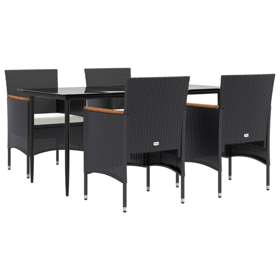 Set de masă pentru grădină, 5 piese, cu perne, negru - 2 | YEO