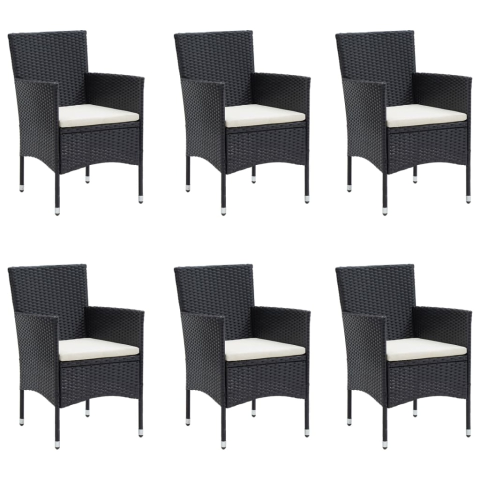 Set de masă pentru grădină, 7 piese, cu perne, negru - 3 | YEO