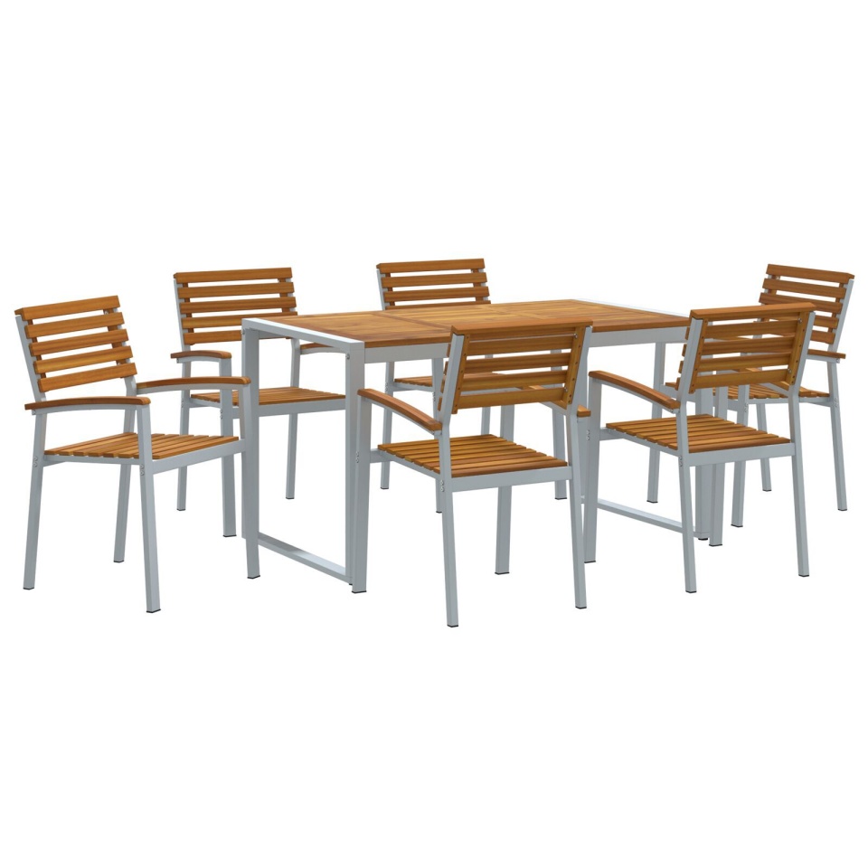 Set de Masă pentru Grădină 7 Piese Lemn de Acacia și Metal - 1 | YEO