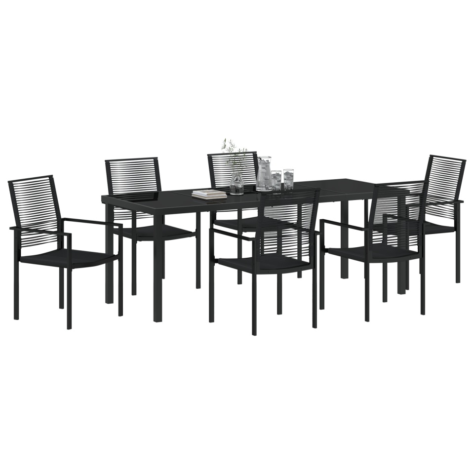 Set de Mese pentru Grădină cu 7 Piese Negru Ratan PVC - 2 | YEO