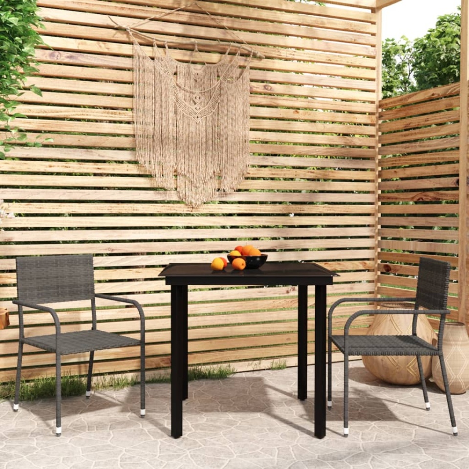 Set de mobilier pentru grădină, 3 piese, gri