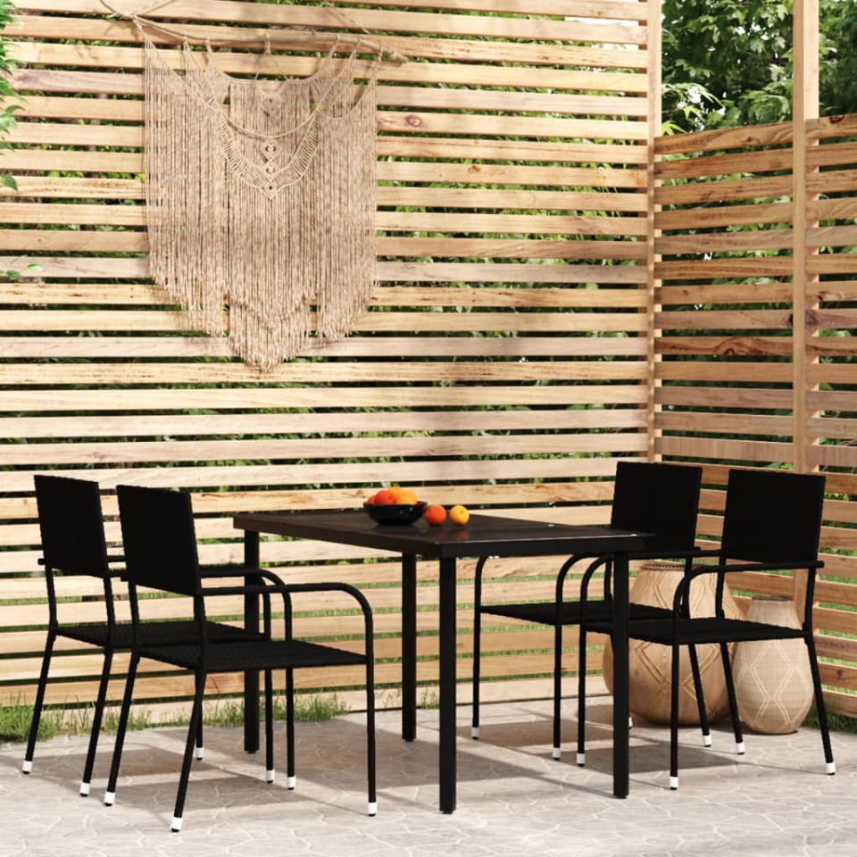Set de mobilier pentru grădină, 5 piese, negru
