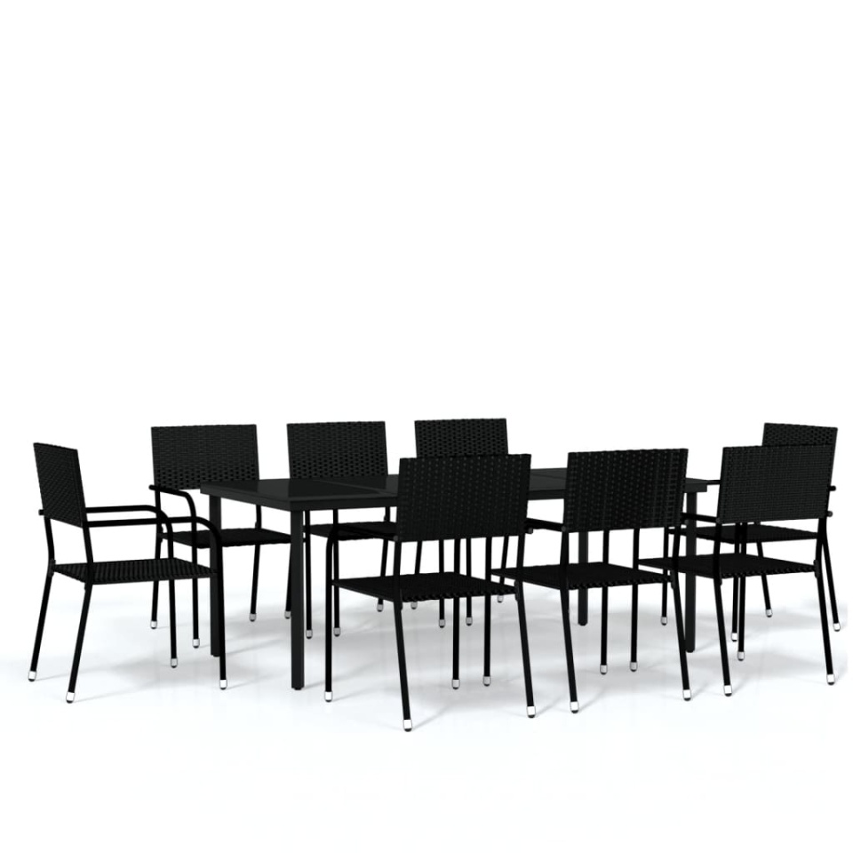 Set de mobilier pentru grădină, 9 piese, negru - 1 | YEO