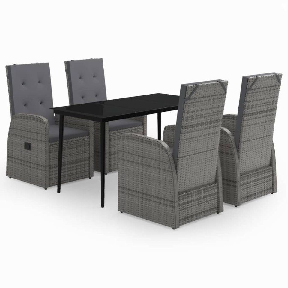 Set de mobilier pentru grădină, cu perne, 5 piese, gri - 1 | YEO