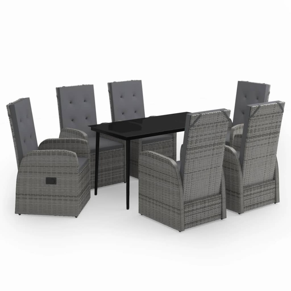 Set de mobilier pentru grădină, cu perne, 7 piese, gri - 1 | YEO