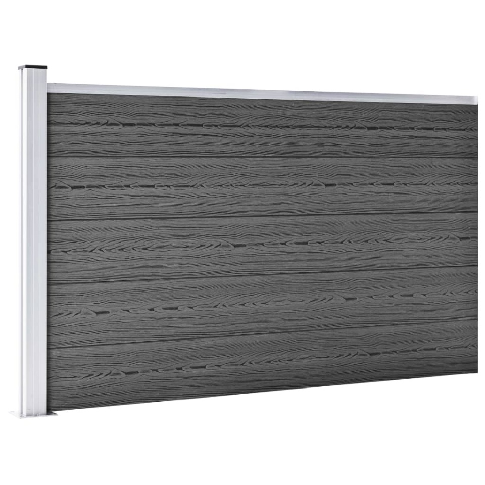 Set de panouri de gard, negru, 353 x 105 cm, WPC - 3 | YEO